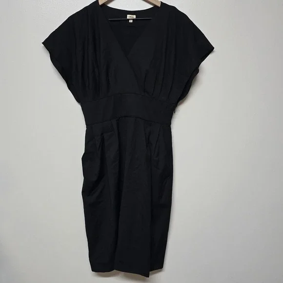 Kenzo Womens Black Front Wrap Knee‎ Length Dress Sz 38 Academia Office Business